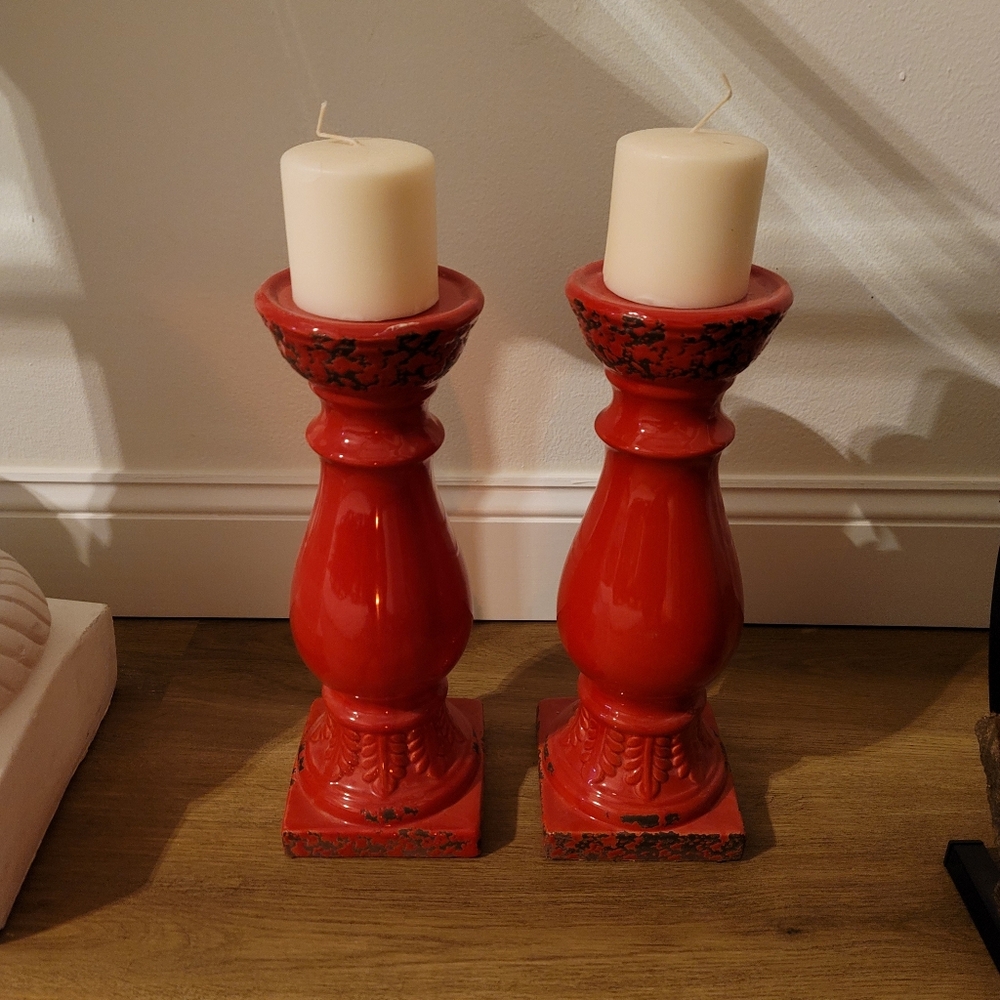 Elegant Red Candle Holders